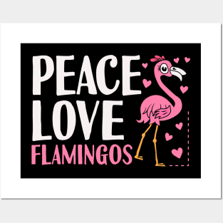 Peace Love Flamingo Posters and Art